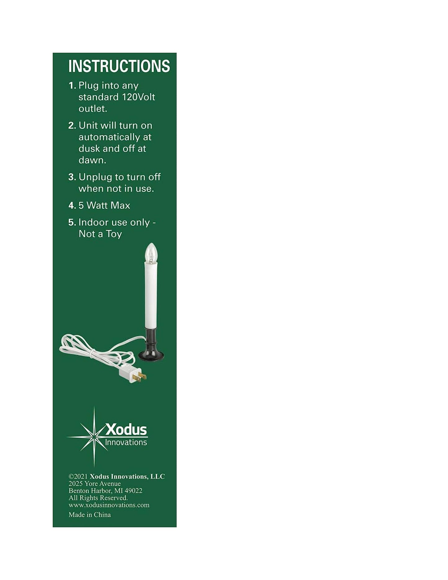 Xodus Innovations AC1180 Electric Plug-in 8.25 inch Flameless LED Window Candle with Dusk to Dawn Light Sensor Timer, Nickel Colored Base