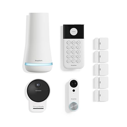 SimpliSafe 9 Piece Wireless Home Security System Gen 3 with Outdoor Camera and Wired Video Doorbell - Optional 24/7 Professional Monitoring - No