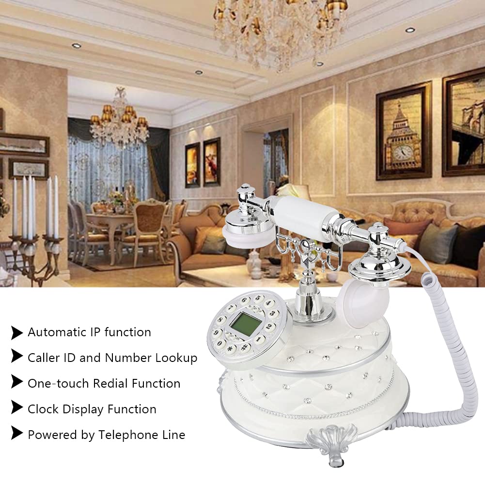 High-end Retro Vintage Telephone,FSK/DTMF Dual System Rotary Dial Antique Landline Phone with LCD Display,Automatic IP and One-Touch Redial