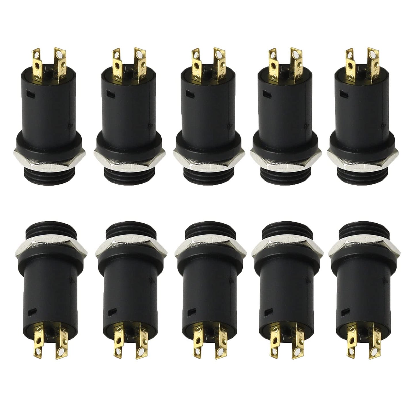 RLECS 10pcs 3.5mm Mini Stereo Female Jack Socket Plug with Nut, 3.5MM Mini Stereo Panel Mount Jack Solder Connector 4-Pole Gold-Plated, 3.5 mm