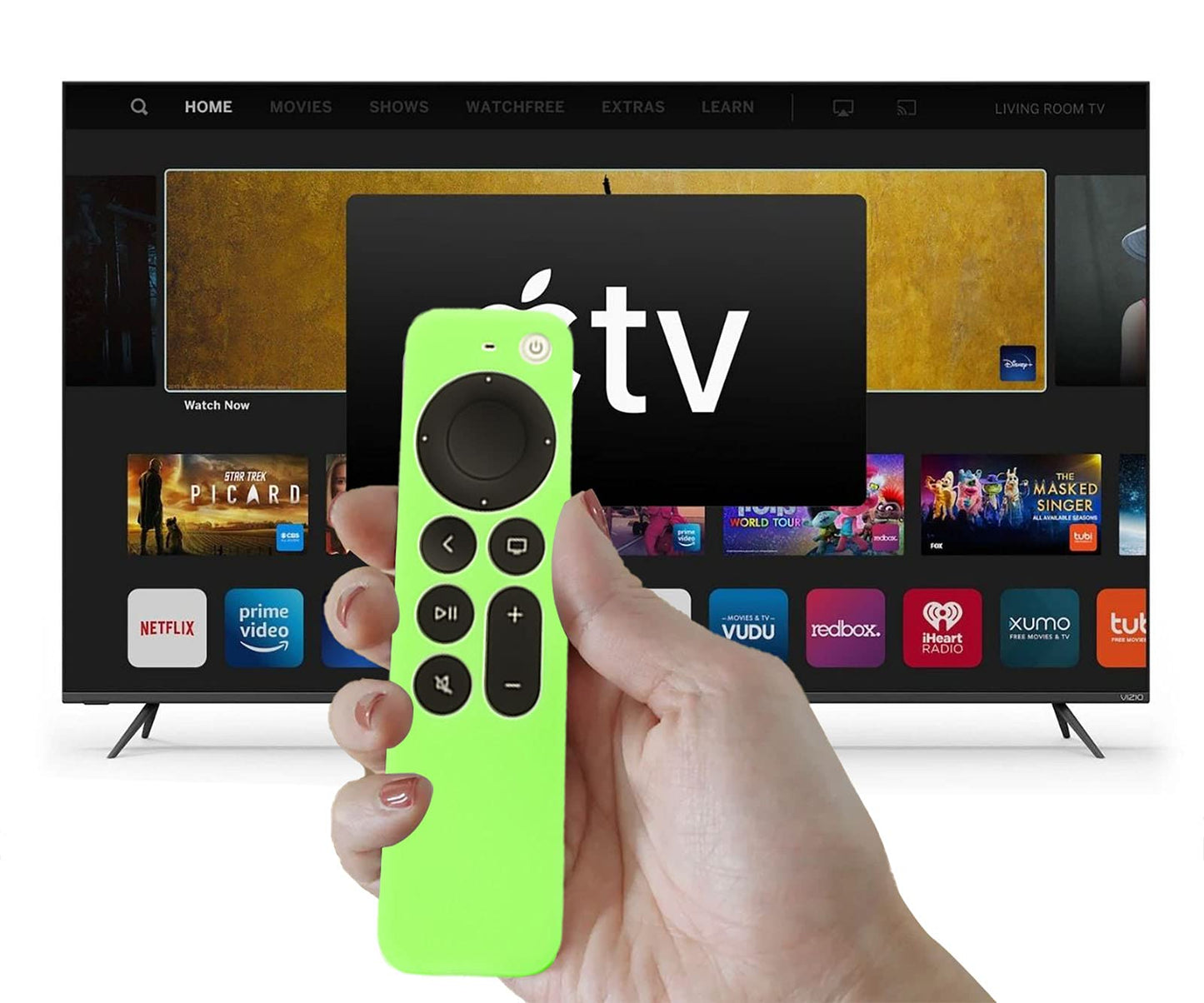 LEFXMOPHY Silicone Cases for Apple TV Remote Case 2021-2024 4K Siri 2nd 3rd Generation - Cover Skin for AppleTV Control 2-Pack Green and Blue Glow in