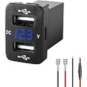 Levigo Car Charger USB 5V 4.2A Rapid Charging for Toyota Car Power Socket with 2 Ports, Switch Hole, LED Voltmeter Display, Compatible with 12/24V