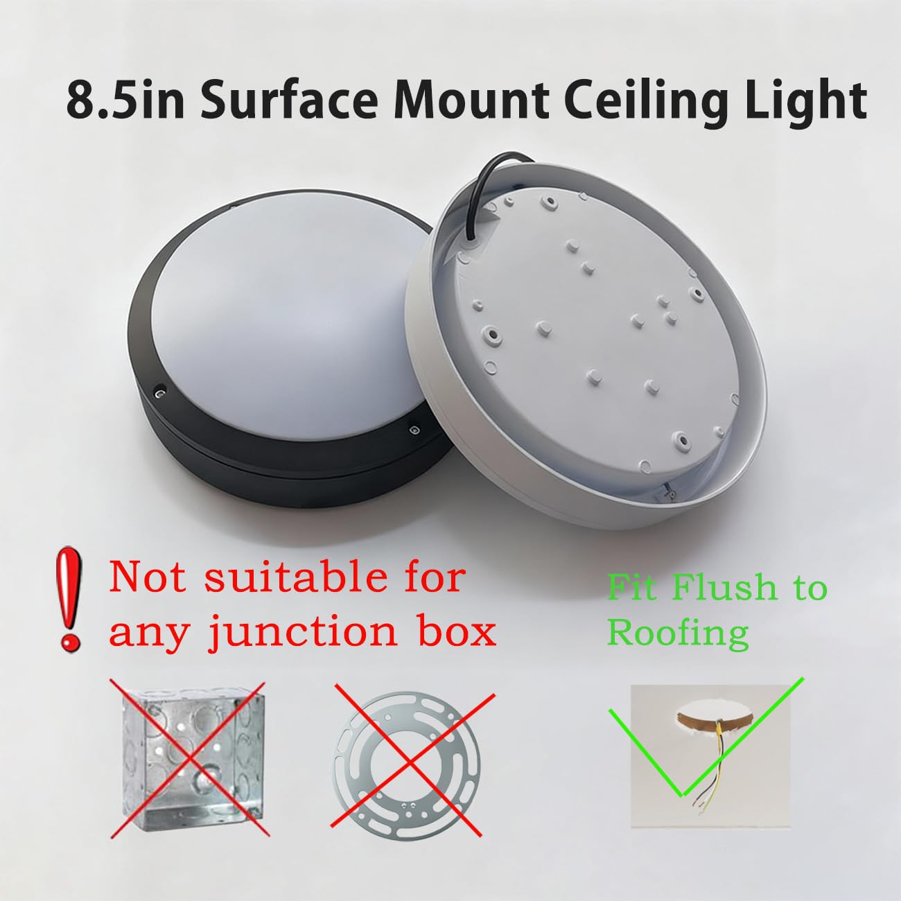 LIPIFAY LED Flush Mount Ceiling Light,8.5Inch Outdoor Wall Lights,IP65 All Aluminum Sealed Damp,3000k,15W Round Modern Simple Porch Light, for Flat