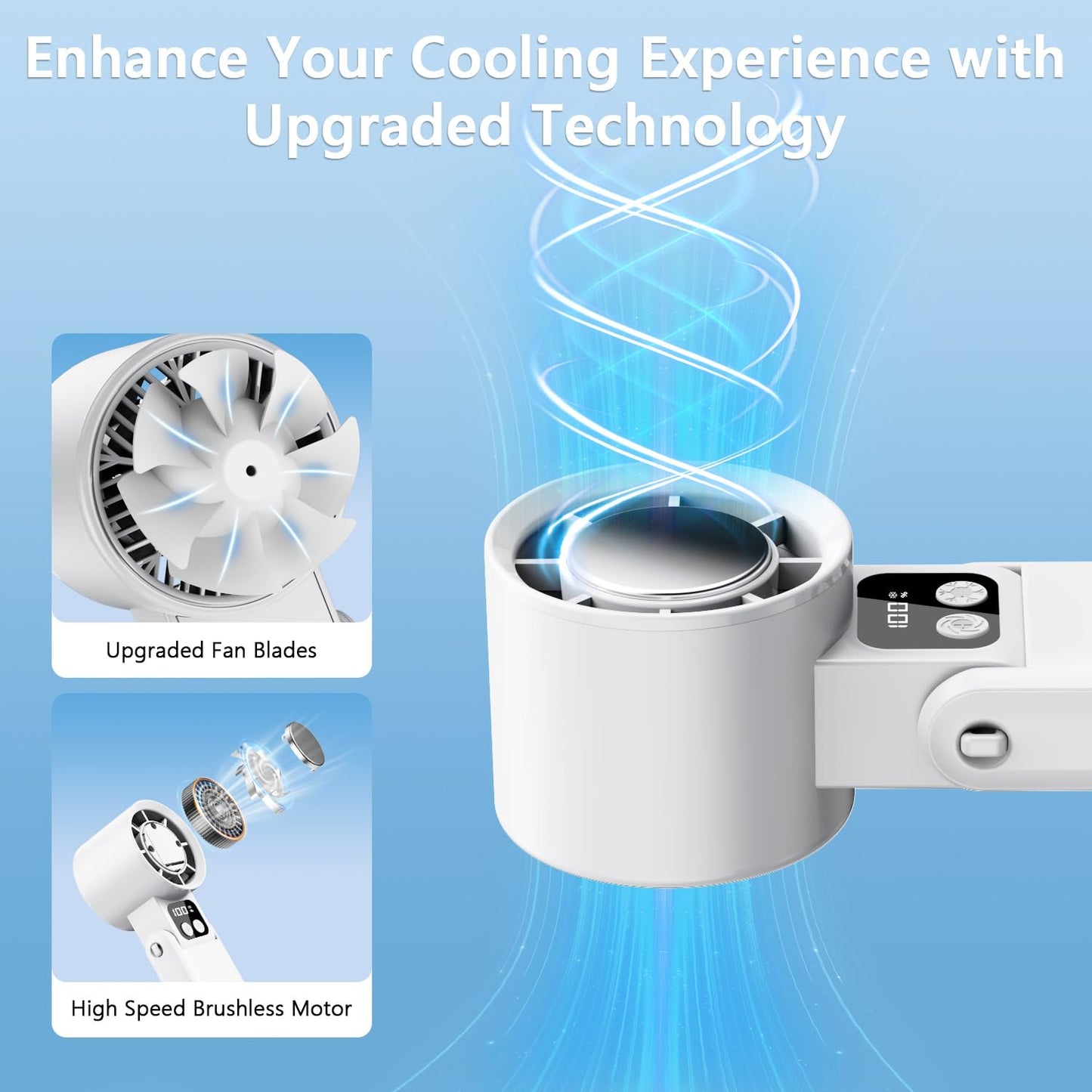 WOWF Portable Handheld Fan, 12000RPM Powerful Hand Fan Foldable with Air Turbo Tech Cooling,Turbo Fan for Indoor Outdoor Activities, Travel, Working