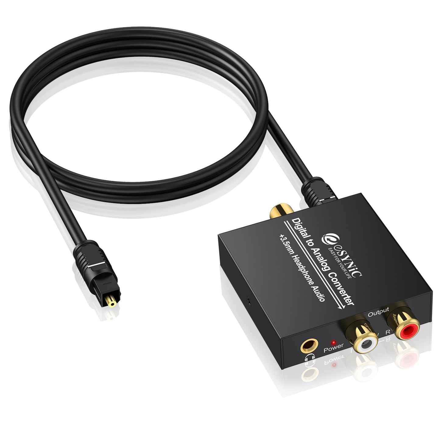 eSynic Professional Digital to Analog Audio Adapter-192KHZ DAC Converter-Aluminum Alloy Optical to RCA Adapter-Easy to Setup for HDTV/DVD/Gaming