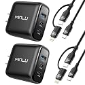 65W USB C Charger Block, MINLU GaN 3-Port Compact Fast PPS Wall Charger with 100W 2 in 1 USB-C to C/L Cable,Fast Charging for MacBook