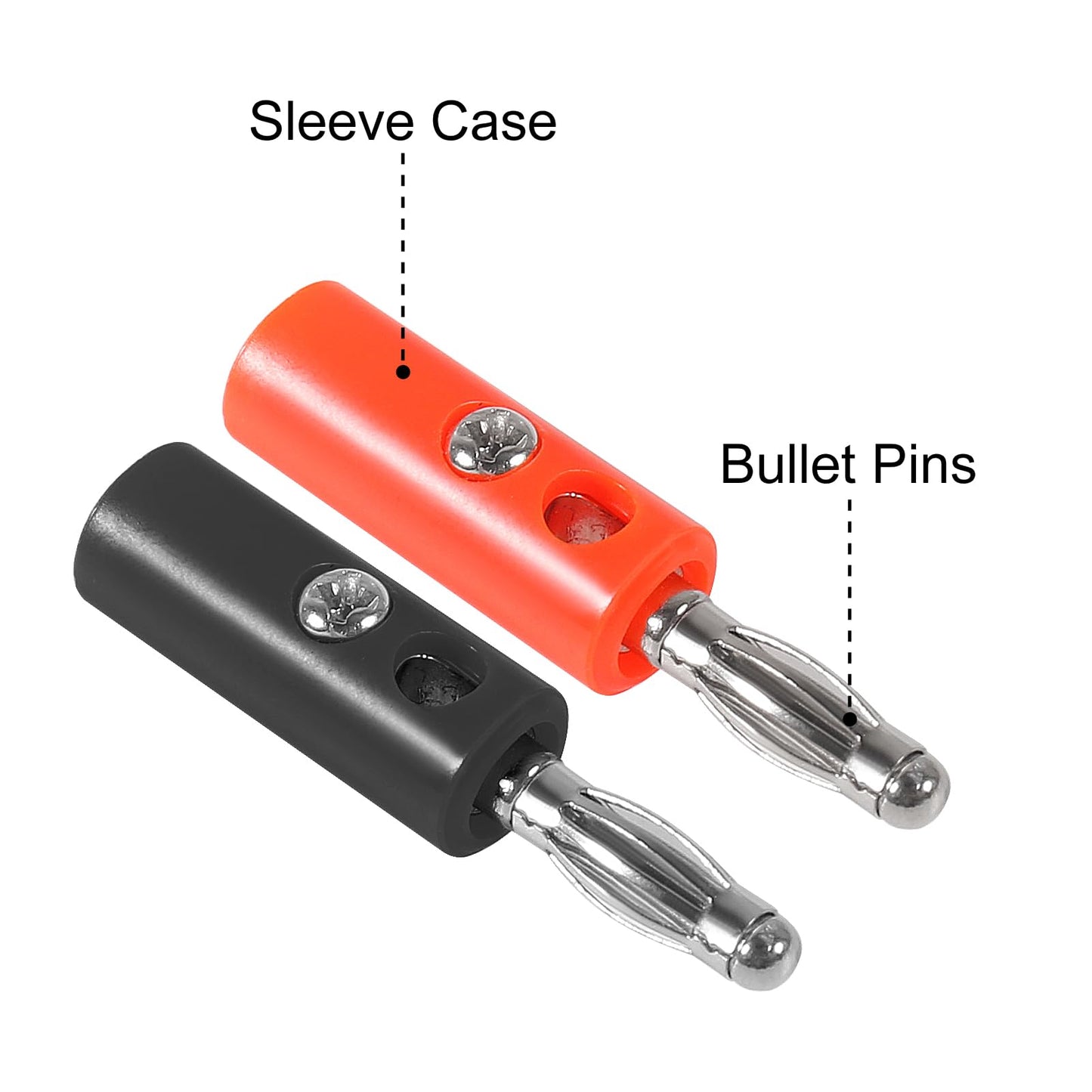 ALAMSCN 50PCS 4mm Banana Plug Audio Speaker Cable Connector Banana Plug Terminal Connectors Male Audio Speaker Cable Connector(25 Red + 25 Black)