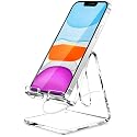 Crpich Acrylic Cell Phone Stand, Portable Clear Phone Stand for Desk, Compatible with Phone16 15 14 13 Pro Max Mini 12 11 Plus SE, Switch, Android