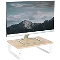 VIVO 15 inch Monitor Stand, Wood and Steel Desktop Riser, Screen, Keyboard, Laptop, Small TV Ergonomic Desk and Tabletop Organizer, Light Wood