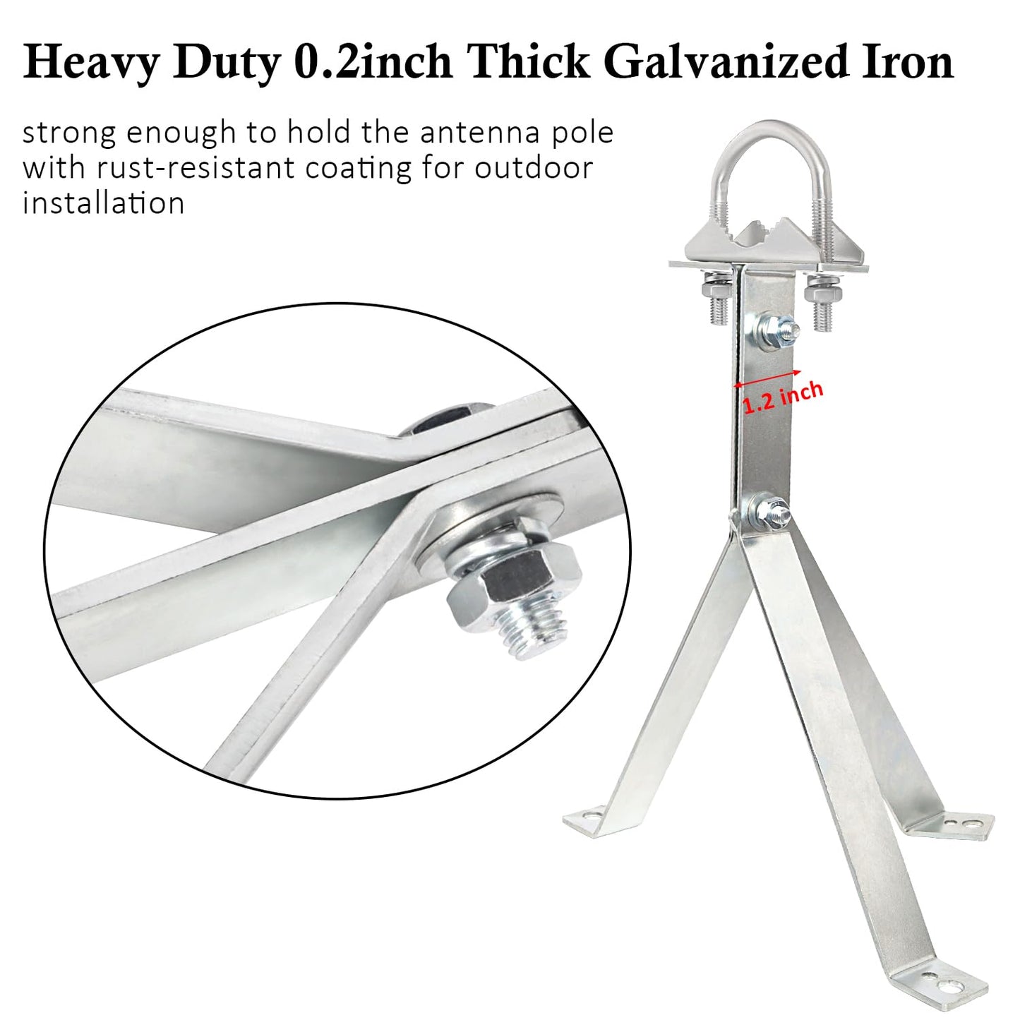 XRDS-RF Antenna Wall Mount 12 Inch Heavy-Duty Stand Off Wall Mast Mount Windproof Antenna Mounting Bracket (2-Leg + 3-Leg)