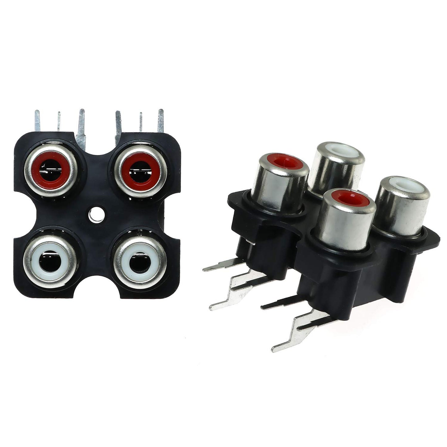E-outstanding RCA Female Jack 4PCS PCB Mounted AV Concentric Outlet 4 RCA Female Video Socket Right Angle Connector