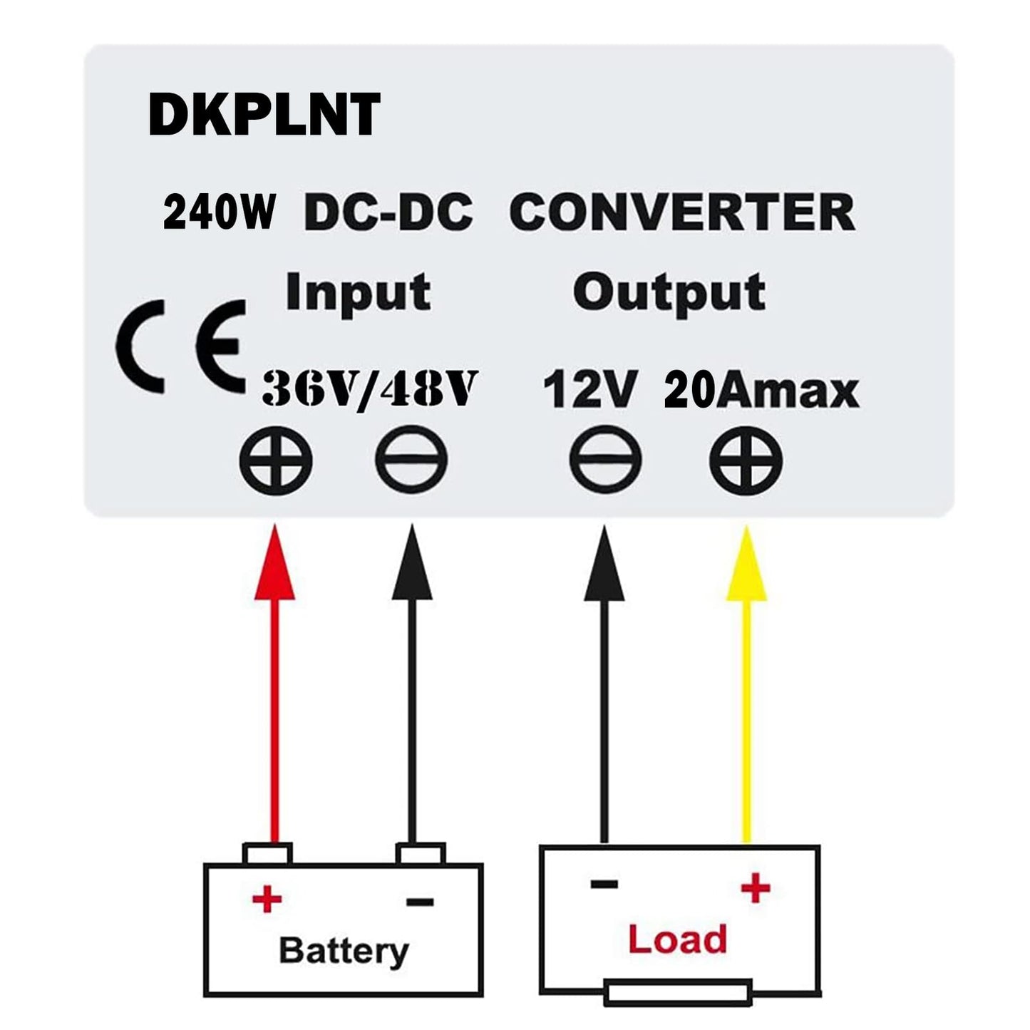 dkplnt 20A 240W 12v Golf Cart 48V 36V to 12V Converter Voltage Regulator Reducer Transformer with Fuse