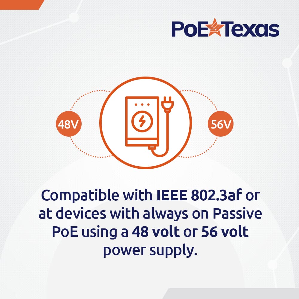 PoE Texas - PoE Injector - 12 Port Gigabit Passive Midspan Injector - Add or Increase Power Over Ethernet to Your Network for 802.3af or at Devices