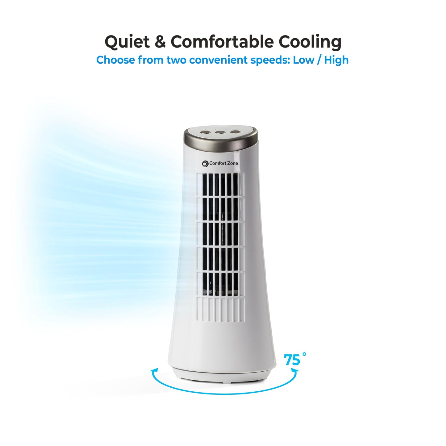 Comfort Zone 12-Inch Oscillating Desktop Tower Fan