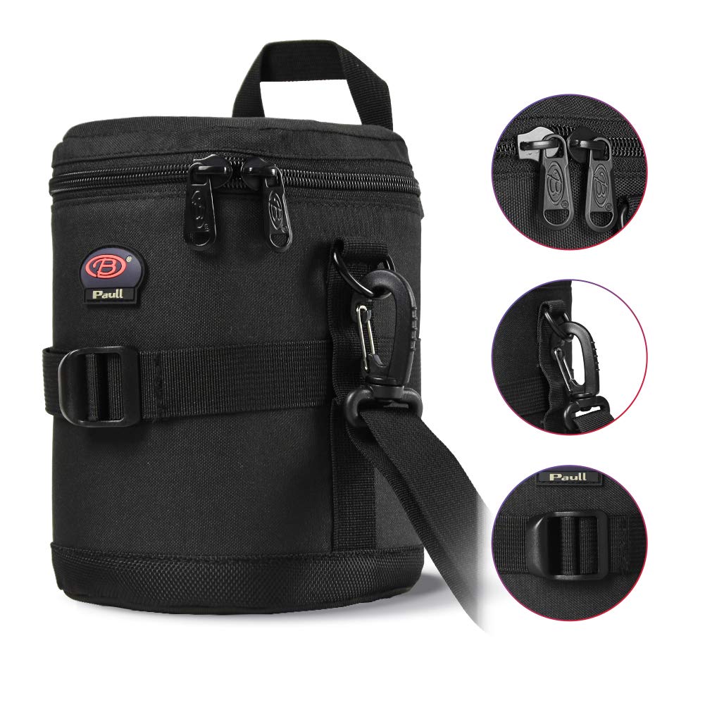 BPAULL Camera Lens Case DSLR Camera Lens Bag Fits for Canon Nikon Pentax Sony Olympus Panasonic and Other Camera Lens