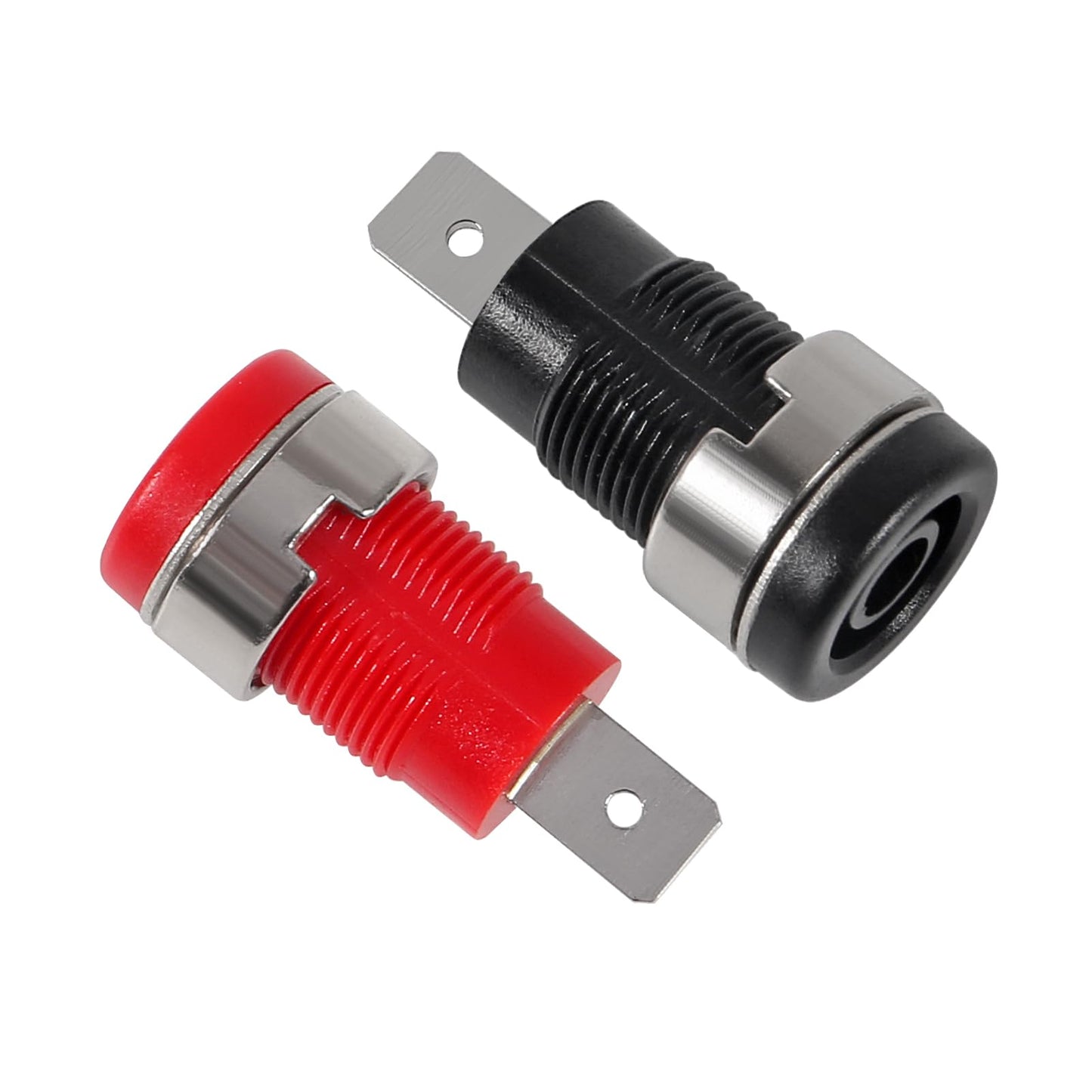 QCCAN 10PCS Black and Red 4mm Banana Female Jack Connector Banana Binding Post Panel Mount Adapter for 4mm Banana Plug Connectors (B Style)