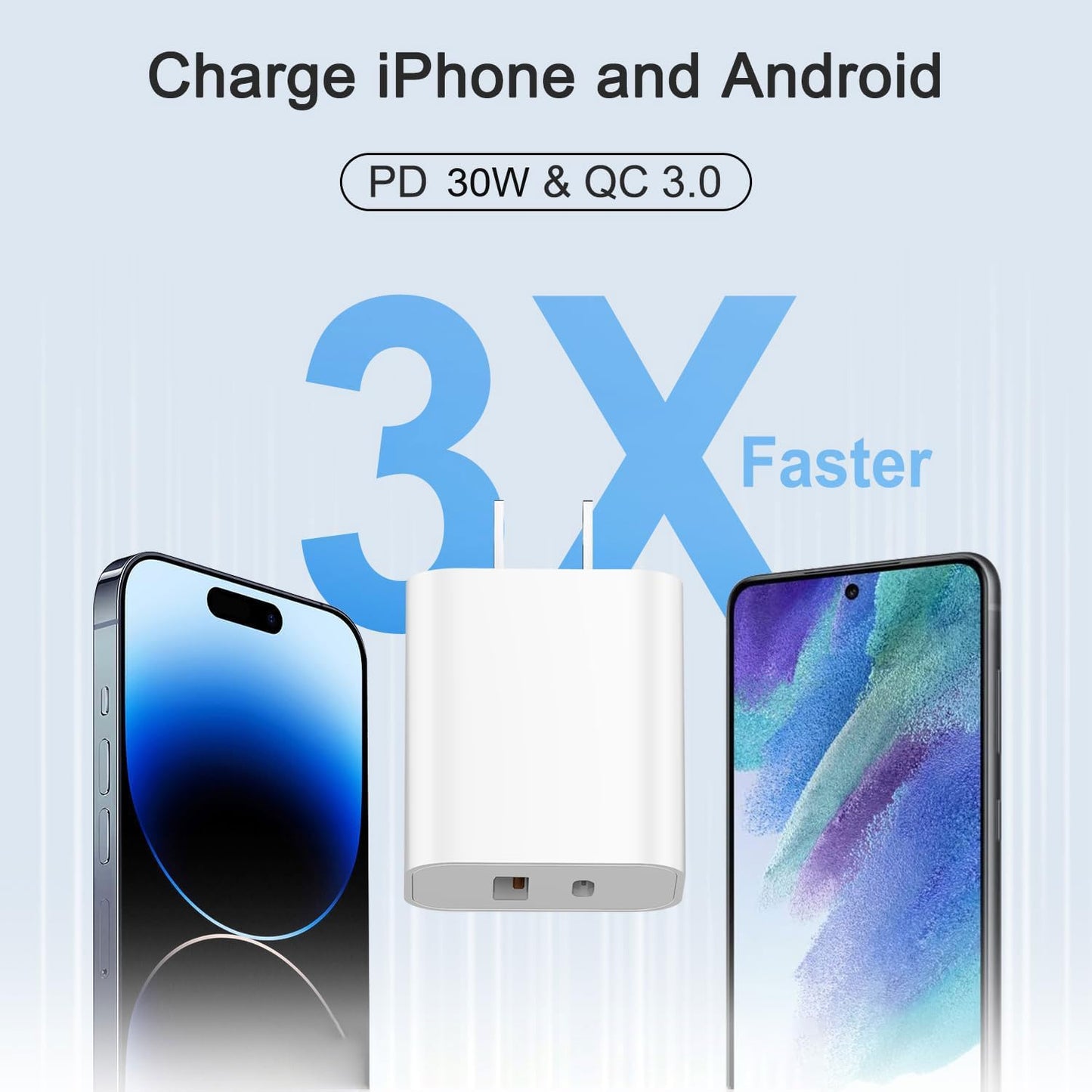 USB C Charger Block,30W USB-C & USB-A Port Fast Charging Block for i Phone 17/16 / 15/14 / 13/12 / 11 / X / 8/7 / 6 and More
