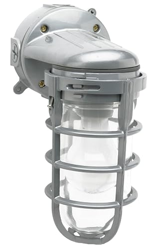 Woods L1707SV Traditional 150W Incandescent Weather Industrial Light, Wall Mount, Silver,Large