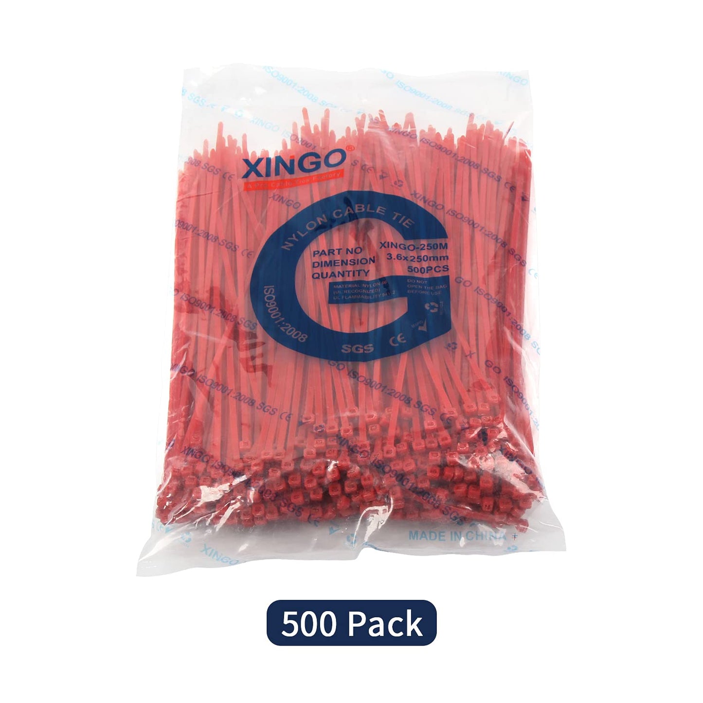 XINGO 10 Inch Cable Zip Ties (500 Pack), 40 Lbs Tensile Strength-Heavy Duty, Self-Locking Nylon Plastic Nylon Wire Ties for indoor and outdoor