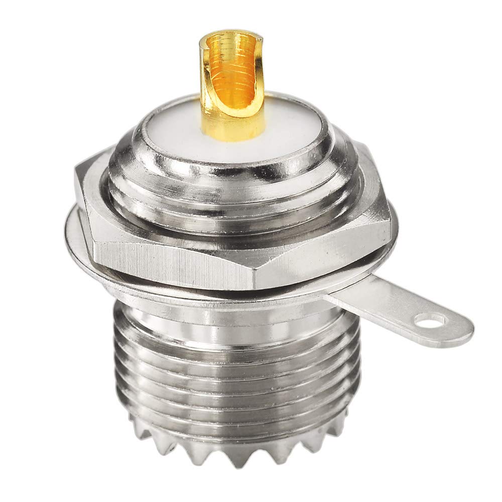 wlaniot SO239 Bulkhead Connector UHF Female Nut Bulkhead Handle Deck Clip Solder Cup Panel Mount Straight Connector 3pcs