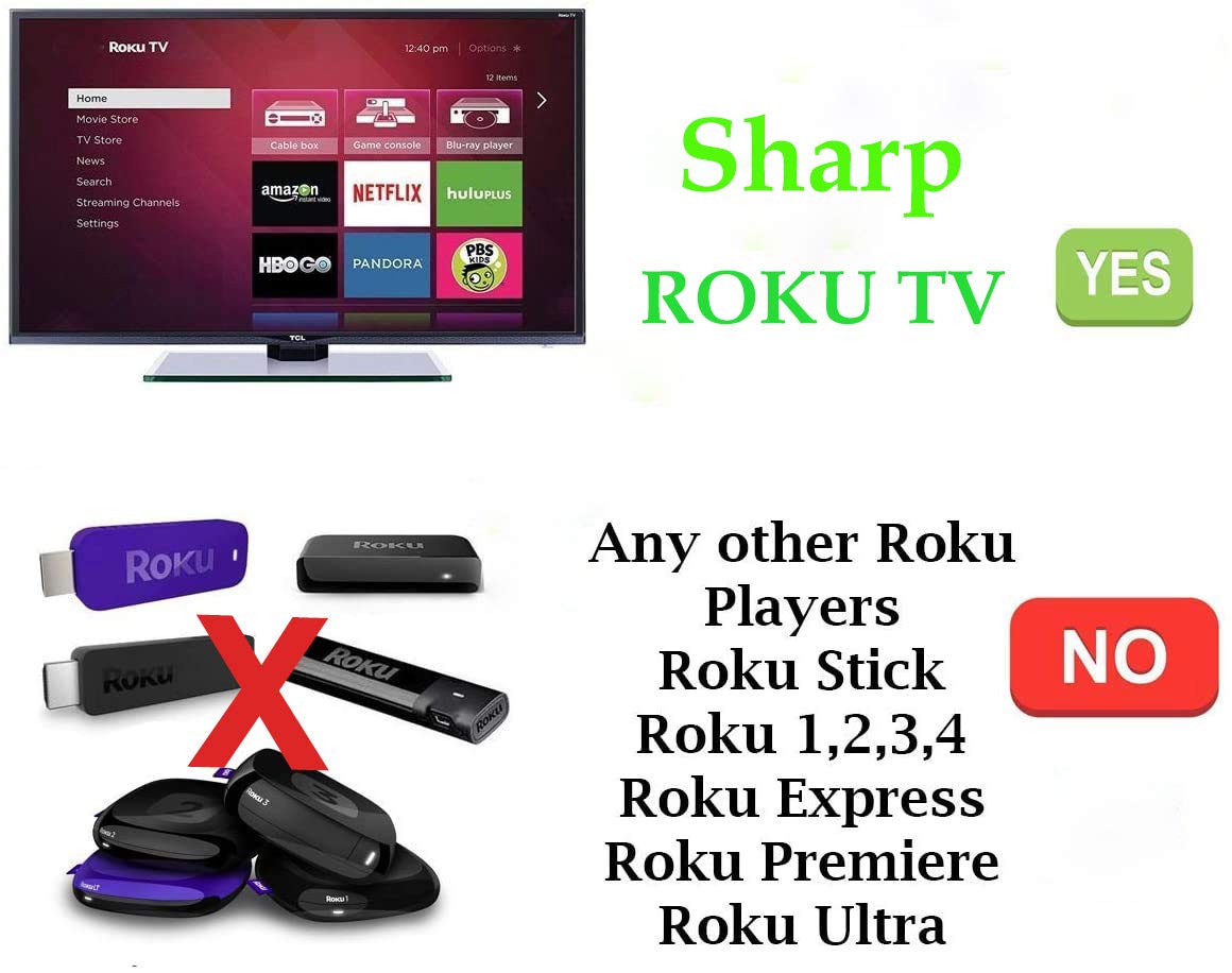 Remote Control Compatible with All Sharp Roku TV LC-40LB601U LC-50LB601U LC-24LB601U LC-43LB601U LC40LB601U LC50LB601U LC24LB601U with Netflix Sling