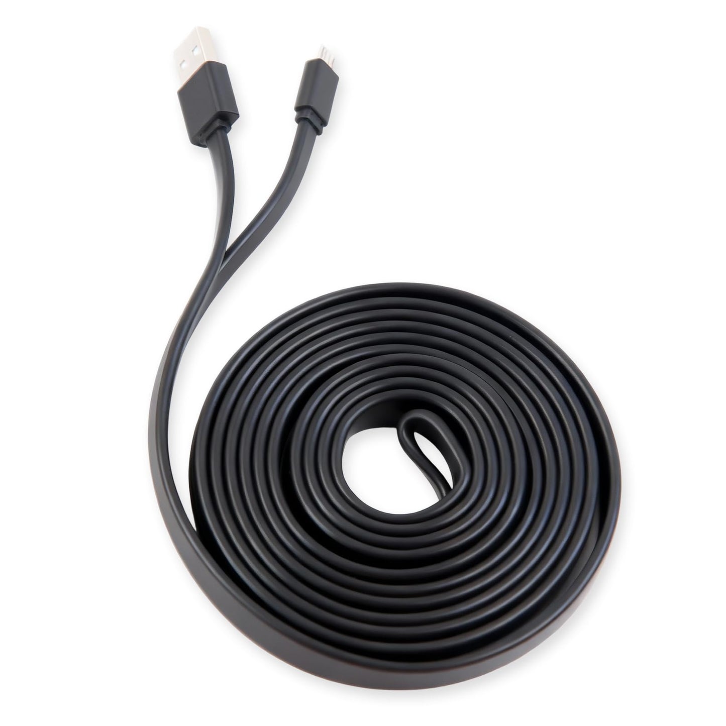 Soshine Long Micro USB Cable Flat Cord 15ft - USB to Micro USB Cable for PS4 Controller and Security Camera 2pack (Black)