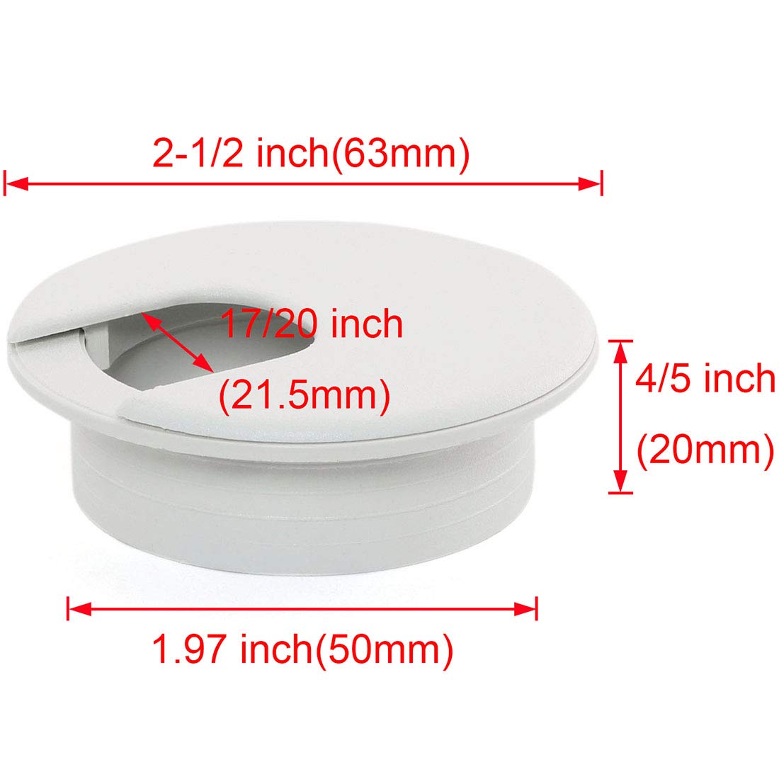 2pcs 2 Inch Desk Wire Cord Cable Grommets Hole Cover for Office PC Desk Cable Cord Organizer Plastic Cover (White-2Pcs)