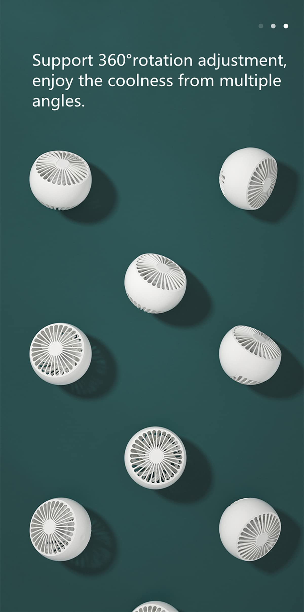 Mini Silent Fan, Nine-Blade Desktop Fan, Three-Speed Wind Adjustment.(White)