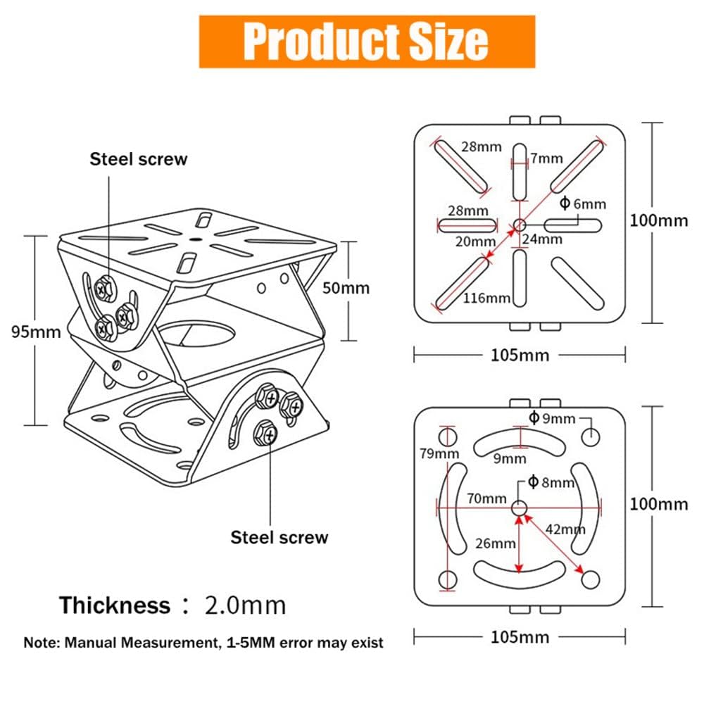GledeYeTec CCTV Security Camera 3D Joint Mount, Aluminum Alloy Universal Joint Bracket Surveillance Security Camera Base Bracket for PTZ Dome