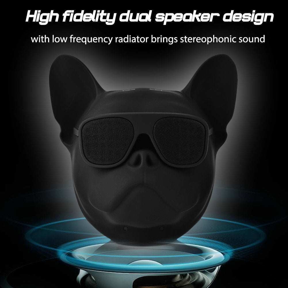 Bulldog Bluetooth Speaker, French Bulldog Head Cool Artistic Stereo Decorative Speaker, Supported USB & T Flash Card