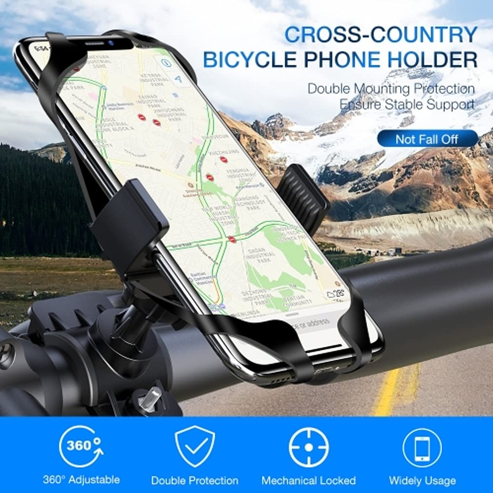 Fonus Handlebar Bicycle Mount for Galaxy A03s A13 A14 A23 A53 A54 5G Phones - Silicone Holder Bike Non-Slip Strap Shockproof M9V Compatible