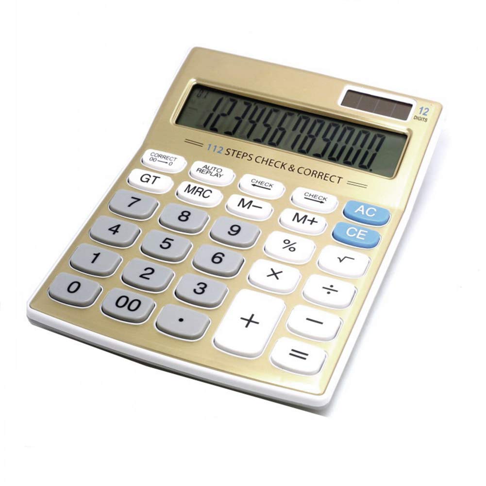Meichoon Desktop Calculator Standard Function Solar Battery Dual Power with 12 Digit Large LCD Display Basic Calculating Machine for Office/Home