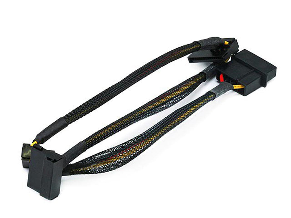 Monoprice 18inch 4pin MOLEX Male to 3x 15pin SATA II Female Power Cable with Net Jacket