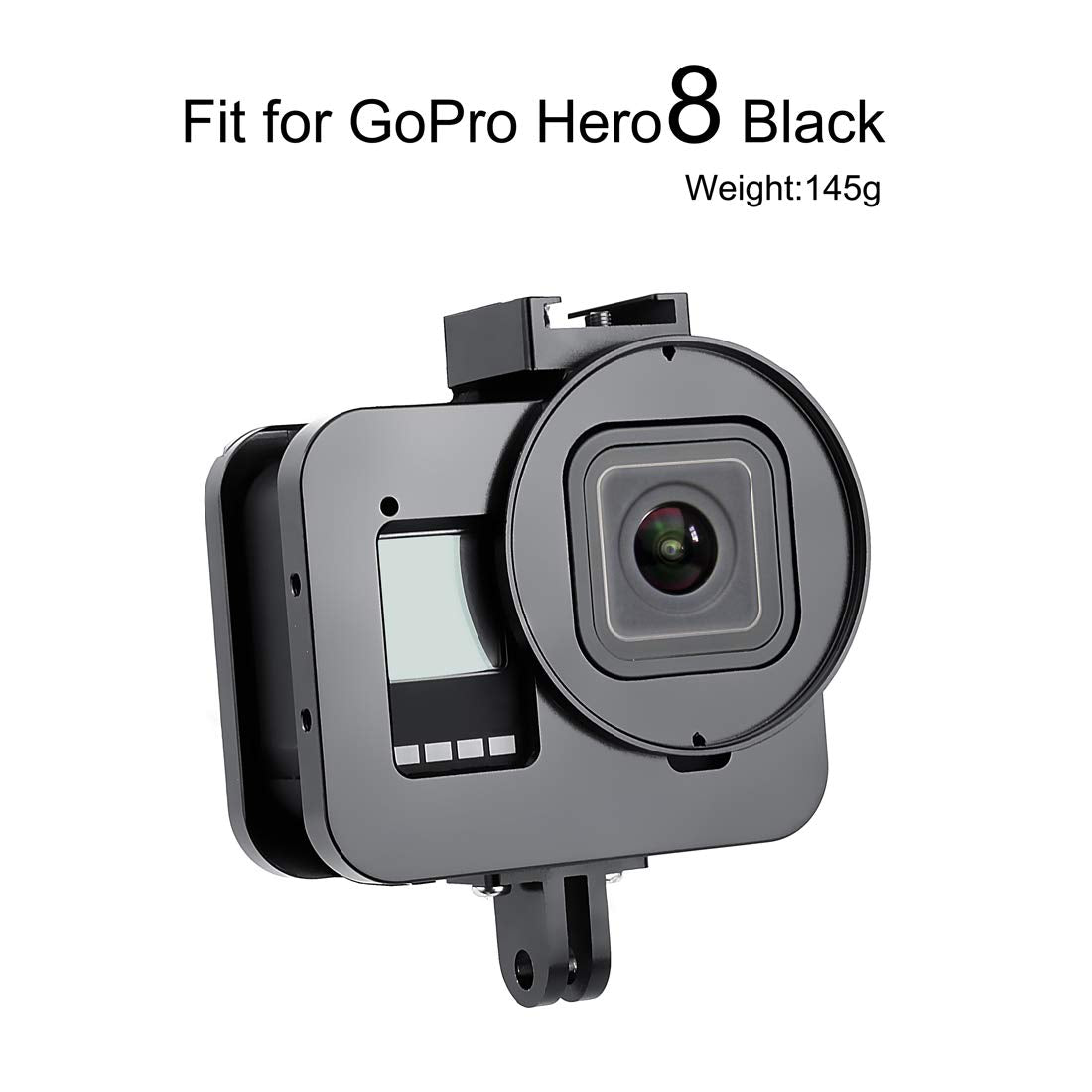 SOONSUN Aluminum Alloy Multi-Function Frame Mount Protective Housing Case with Vertical and Horizontal Modes for GoPro Hero 8 Black - Includes Lens