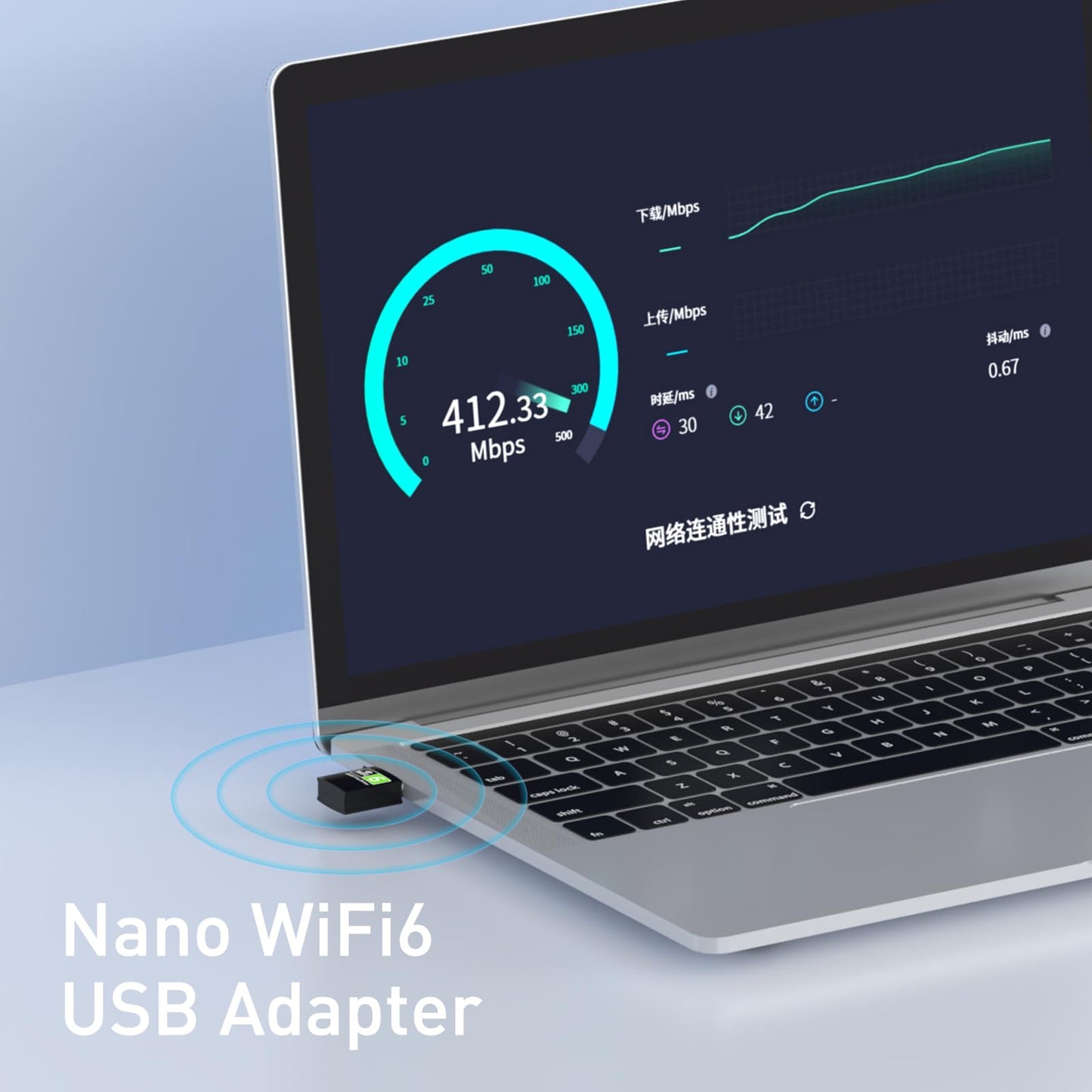 CY-SUZON USB WiFi Adapter for Desktop PC, AX600 USB WiFi 6 Adapter with 5GHz/2.4GHz Dual Band, Bulit-in Driver for Windows 10/11 (AX600-MINI)