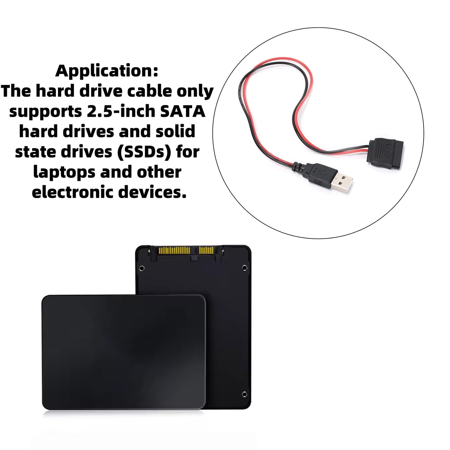 Ruimou 2PCS SATA 15-Pin to USB 2.0 Power Extension Cable 12 Inches, Hard Drive Power Cable, SSD Power Cable, Only Supports 2.5 Inch Hard Drives