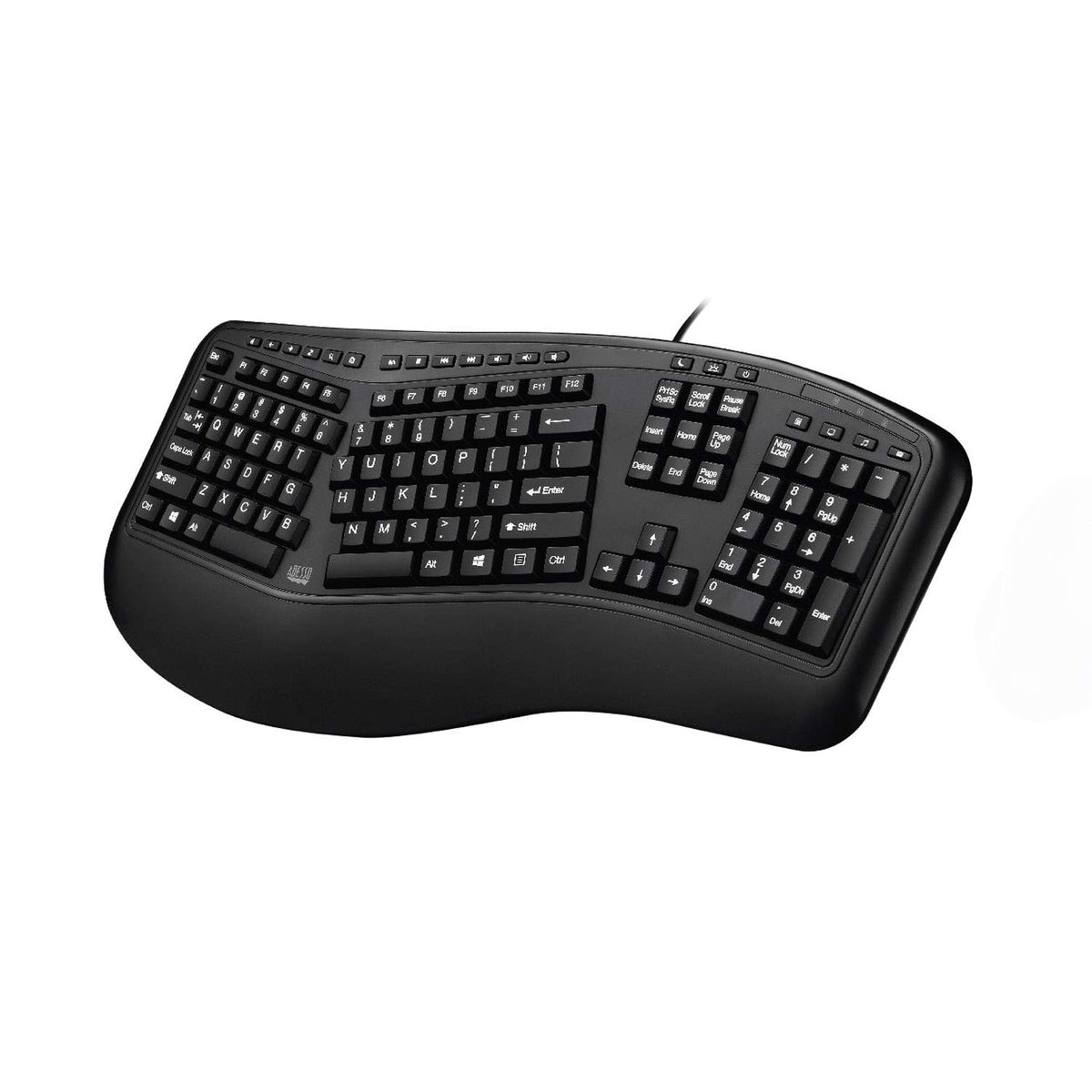 Adesso Ergonomic USB Keyboard, 105-Key US Layout AKB-150UB