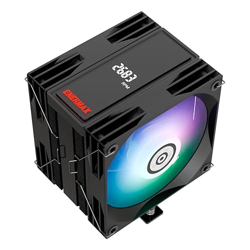 Enermax T41 Digital ARGB CPU Air Cooler 157mm Height All-Black CPU Air Cooler 4 Heat Pipes with Dual 120mm PWM Fan 250W TDP, for Intel