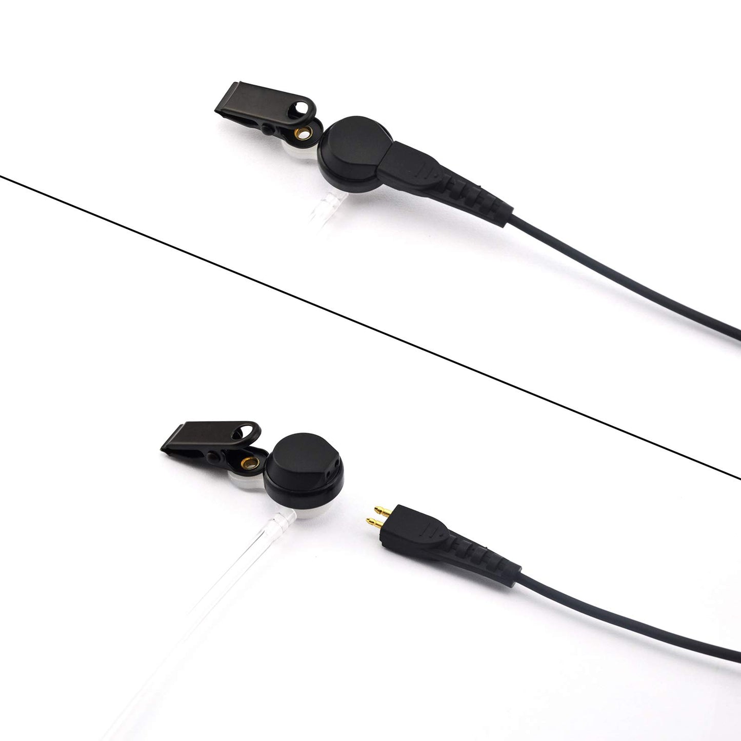 PROMAXPOWER 1.5-Wire Clear Acoustic Tube Earpiece with PTT Button Mic Compatible with Motorola Two-Way Radios XPR3000, XPR3300e, XPR3500, XPR3500e…