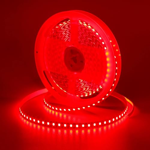 KXZM DC 24V 32.8ft(10M) Red LED Strip Light 1200LEDs 2835 SMD 90W High Brightness No-Waterproof IP20 Flexible Ribbon for Kitchen Garden Backyard