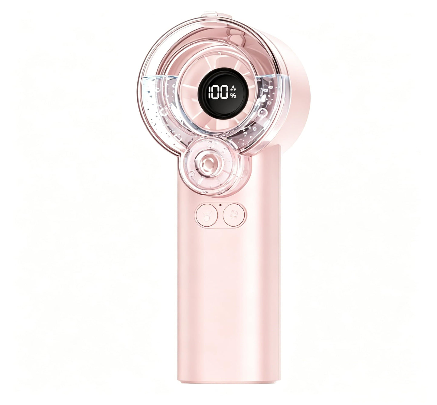 Redcomets Portable Misting Fan, Sakura Pink, 36000 RPM, Nano Mist, Smart Digital Display, 3600mAh Battery, with Lanyard and Type-C Charging Cable