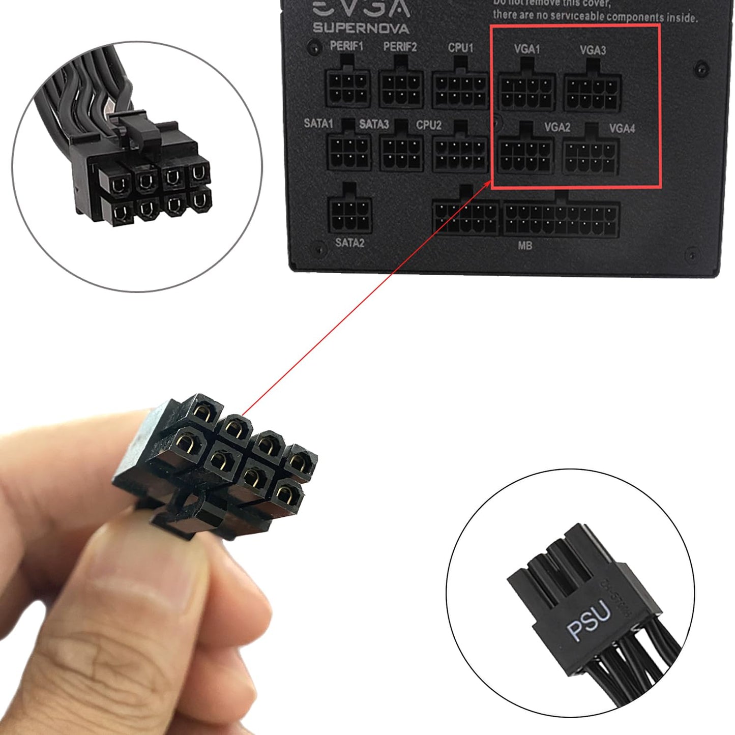 8 Pin PCIe Cable for EVGA Power Supply, 25 Inch 8 Pin to 6+2 Pin Male to Male GPU Power Cable for EVGA G+ G2 G3 G5 G6 GA GM GT P2 P3 P5 P6 P+ T2 T3