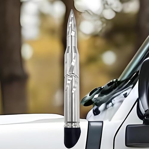 50 Cal Bullet Antenna Car Truck Universal Replacement for GMC Sierra 1500 Chevy Dodge Ram Silverado 1500 Ford F-150 Accessories RAM 1500 Short Antenna