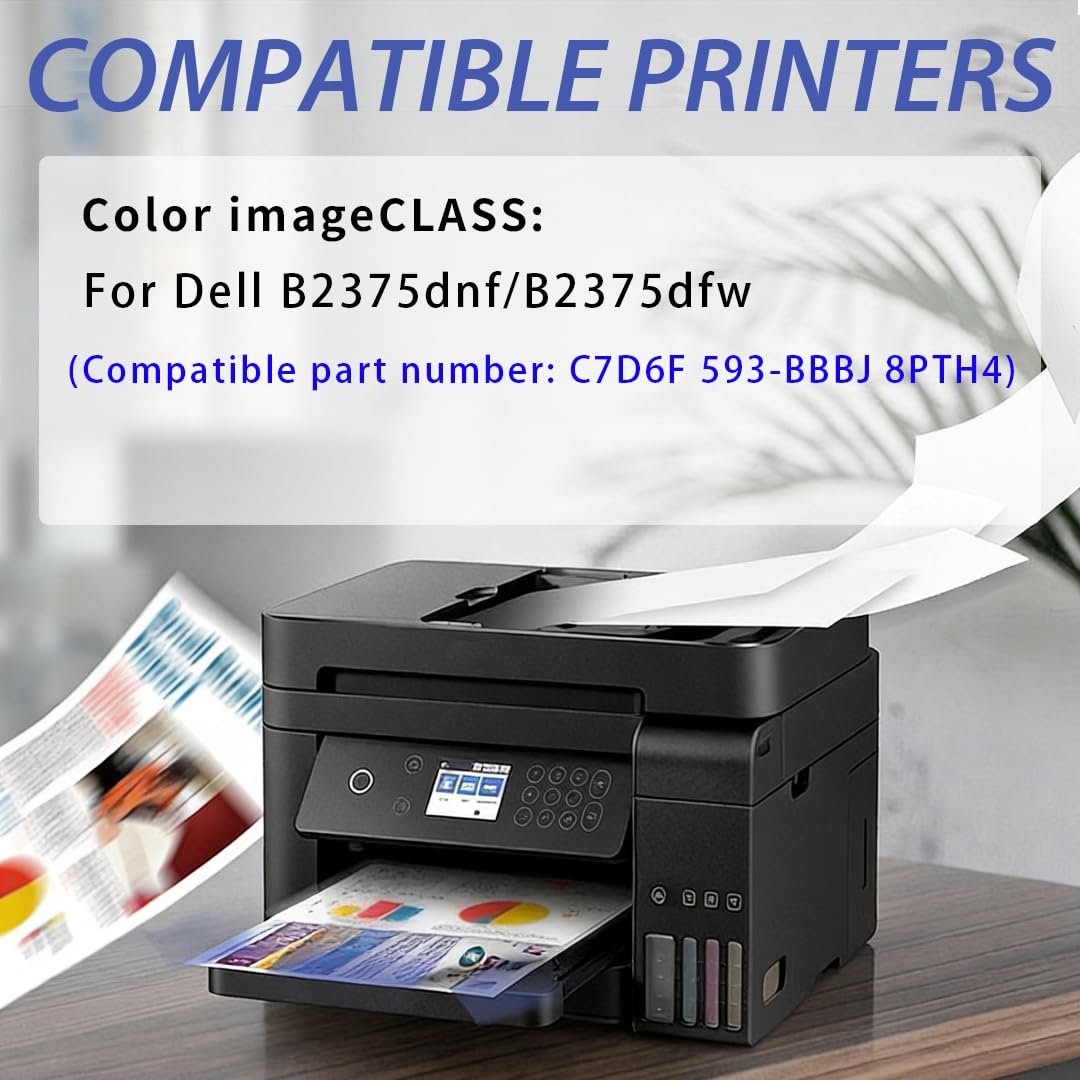 Color Print Compatible B2375DWF B2375DNF Toner Cartridge 593-bbbi Replacement for Dell Toner B2375 2375DNF 2375 2375DNF 2375DFW 8PTH4 C7D6F B2375DN