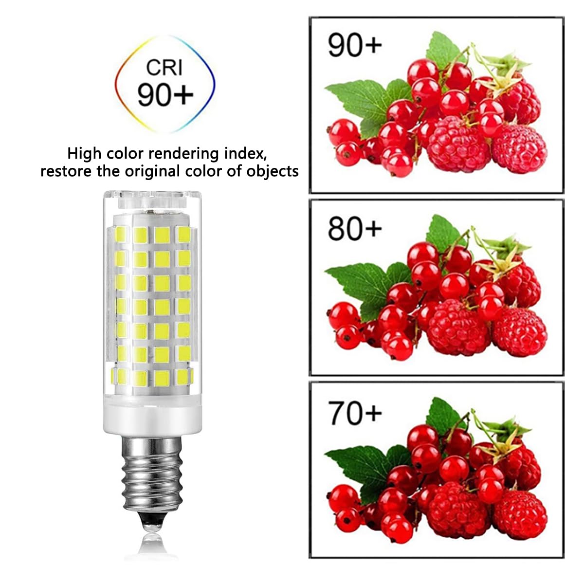 9W E12 Mini LED Corn Light Bulbs Dimmable Replacement 90W Incandescent Candelabra Lamp 102 LEDs 2835 SMD 1350Lumen Daylight White 6000K Bulb CRI>90+