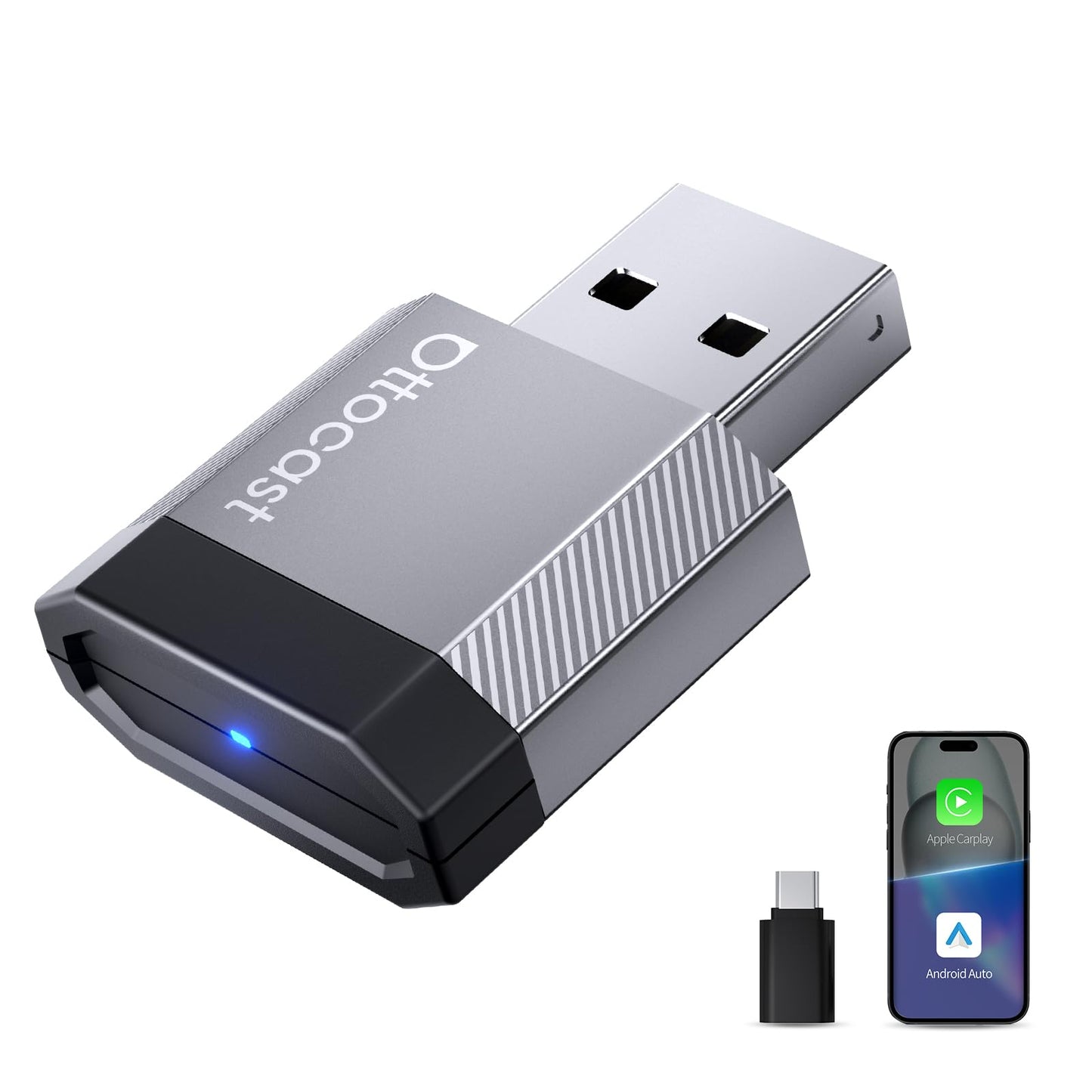 OTTOCAST Mini Nova Wireless CarPlay & Android Auto Adapter, 2-in-1 Convert Wired to Wireless, Plug & Play, Fast Auto Reconnect, Compact Mini Design