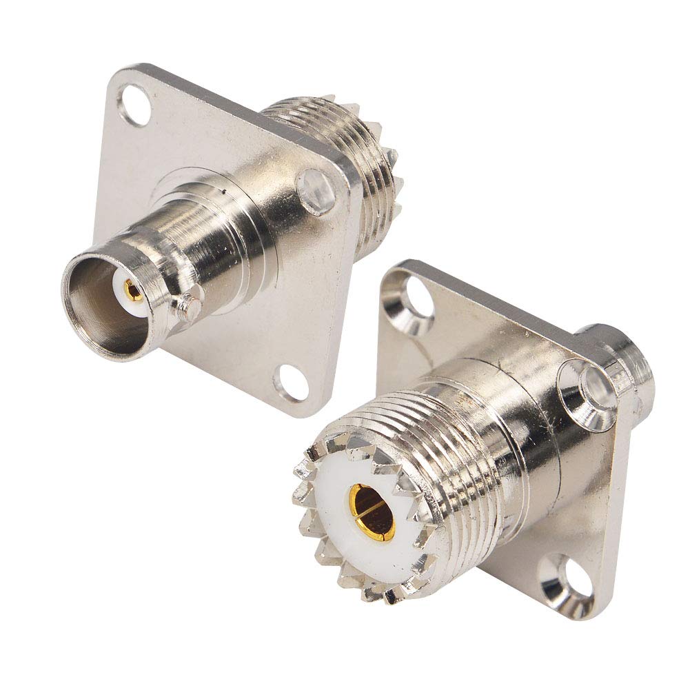 Boobrie BNC Female to UHF Female SO239 4 Hole Flange Panel Mount Connector RF Coax Adapter Female to Female Coaxial Cable Connector BNC Jack to UHF