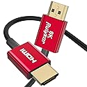 Rulykar Ultra Thin 8K HDMI Cable 1.5m/5 ft, Ultra High Speed 48Gbps, Ultra Thin HDMI 2.1 Φ3.6mm, 8K@60Hz, 4K@120Hz, Dynamic HDR, eARC, Compatible