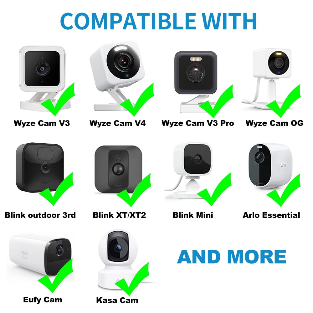 JJMASEE 2Pack 20FT Power Extension Cable for Wyze Cam V3/V4/OG/V3 Pro,Arlo Essential,Eufy,SimpliSafe,Blink,Blink Mini Pan(Not for Wyze Pan v3)