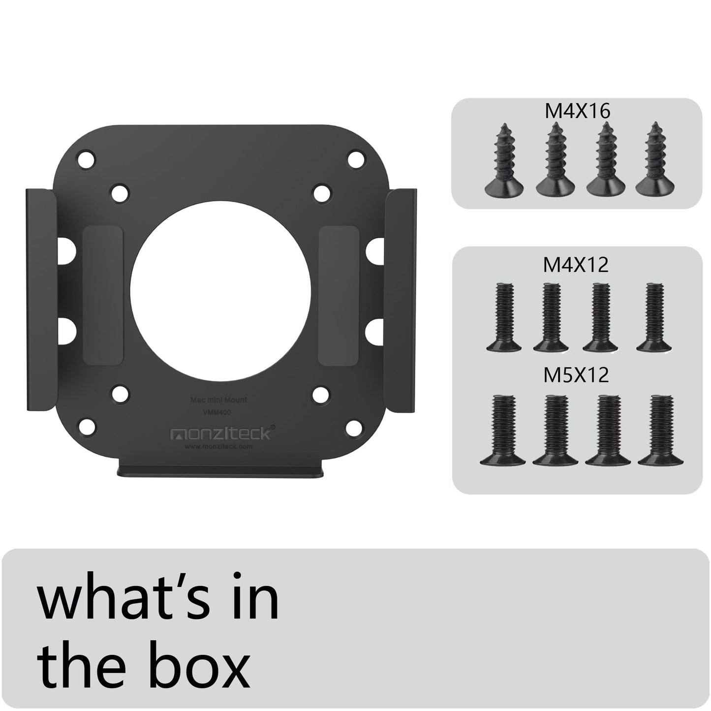 Monzlteck Mac mini M4/M4 Pro Under Desk/Wall Mount Bracket/VESA Monitor Mount - Heavy-Duty Steel Bracket, Anti-Scratch Padding, Space-Saving Design